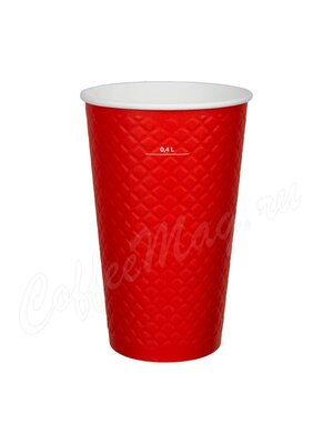 Стакан бумажный двухслойный 400 мл Waffle Red Formacia одноразовый