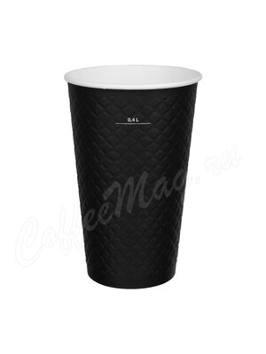 Стакан бумажный двухслойный 400 мл Waffle Black Formacia одноразовый
