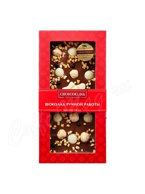 Chokodelika Шоколад молочный с украшением Фундук, крокант, карамель 100 г, в блистере
