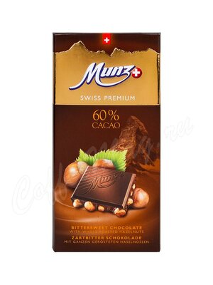 Munz Горький шоколад 60% какао с обжаренным фундуком 100 г