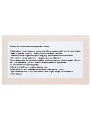 Чайник чугунный с ситом Санжин с золотым напылением 850 мл