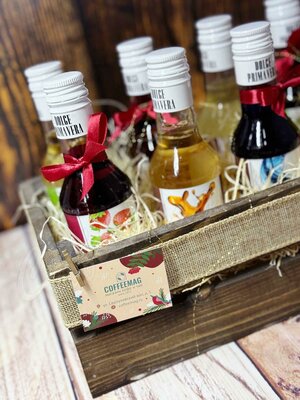 Набор сиропов Primavera 8 шт в деревянном ящике Новогодний