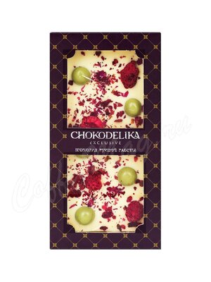 Chokodelika Шоколад белый с украшением роза, малина, вишня 100г
