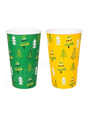 Стакан бумажный однослойный Формация Christmas Tree 400 мл одноразовый