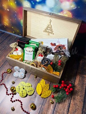 Подарочный набор в деревянном ящике мужской С новым Годом!