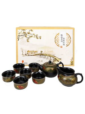 Чайный сервиз керамический из 9 предметов Орнамент в подарочной коробке