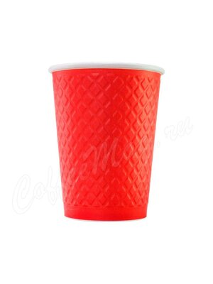 Стакан бумажный двухслойный 300 мл Waffle Red Formacia одноразовый