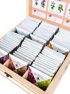 Чай Сугревъ подарочный набор в деревянной шкатулке 6 видов пакетированного чая