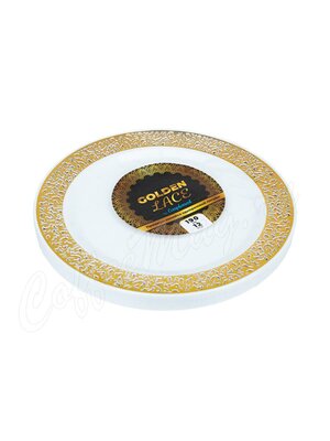 Набор пластиковых белых одноразовых тарелок 12 шт Golden Lace d-190 мм Complement