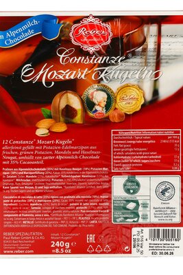 Reber Mozart Конфеты шоколадные из молочного шоколада  240 г