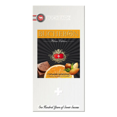 Bucheron Шоколад горький Blanc Edition, с Апельсином и Орехами, 85 г,
