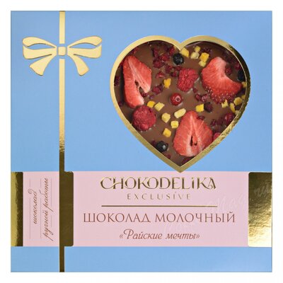 Chokodelika Шоколад молочный Райские мечты 150 г Коробка с сердцем