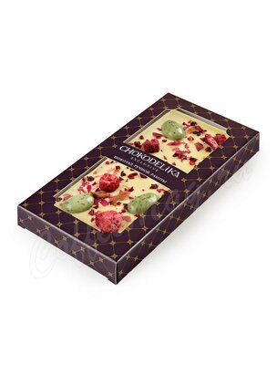 Chokodelika Шоколад белый с украшением Роза, малина, вишня 100 г