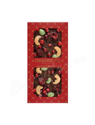 Chokodelika Шоколад темный с украшением Брусника, вишня, кешью 100 г