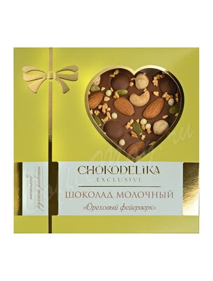 Chokodelika Шоколад молочный Ореховый фейерверк  150 г коробка с сердцем