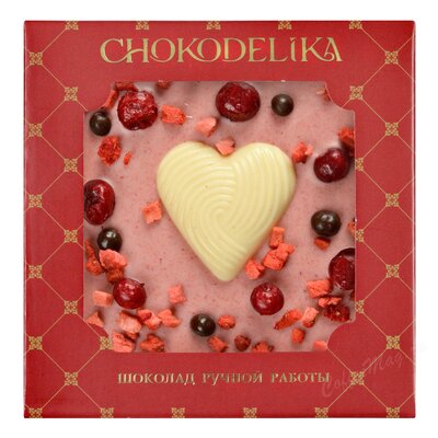 Chokodelika Шоколад белый Клубника и ваниль с украшением 35 г
