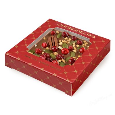 Chokodelika Шоколад молочный с украшением Пекан и брусника 35 г