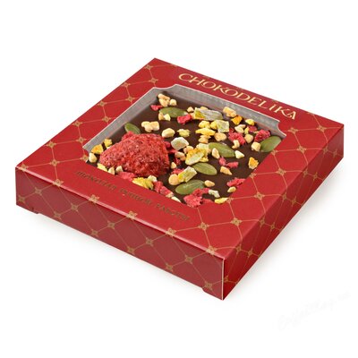 Chokodelika Шоколад темный с украшением Клубника и апельсин 35 г