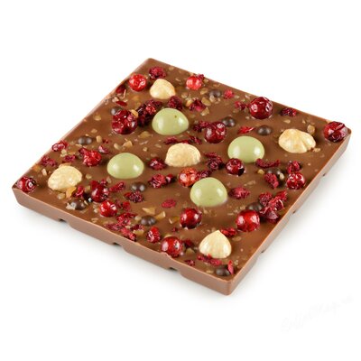 Chokodelika Шоколад молочный с украшением Вишня, фундук, карамель 75 г