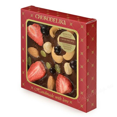 Chokodelika Шоколад темный с украшением Клубника, миндаль, фундук 75 г