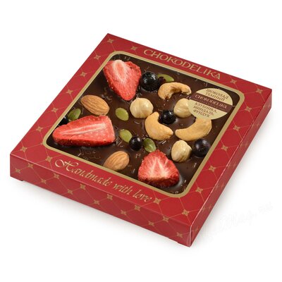Chokodelika Шоколад темный с украшением Клубника, миндаль, фундук 75 г