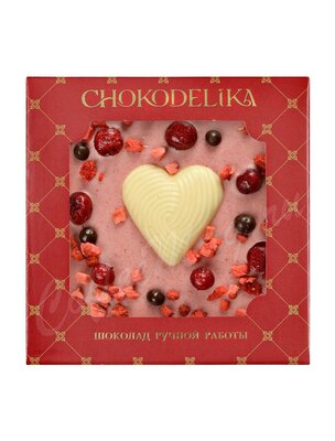 Chokodelika Шоколад белый Клубника и ваниль с украшением 35 г