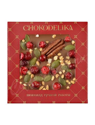Chokodelika Шоколад молочный с украшением Пекан и брусника 35 г