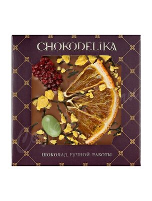 Chokodelika Шоколад молочный с украшением Ежевика и апельсин 35 г