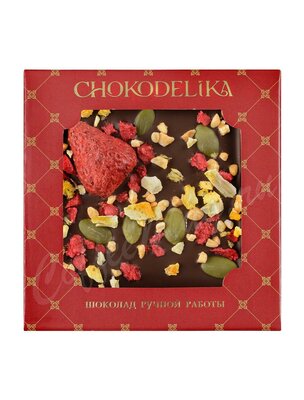 Chokodelika Шоколад темный с украшением Клубника и апельсин 35 г