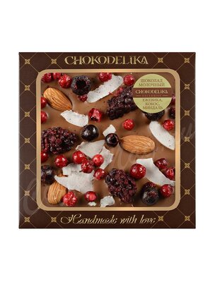 Chokodelika Шоколад молочный с украшением Ежевика, кокос, миндаль 75 г