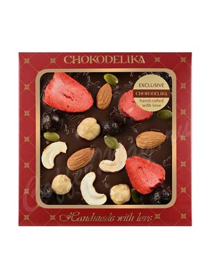 Chokodelika Шоколад темный с украшением Клубника, миндаль, фундук 75 г
