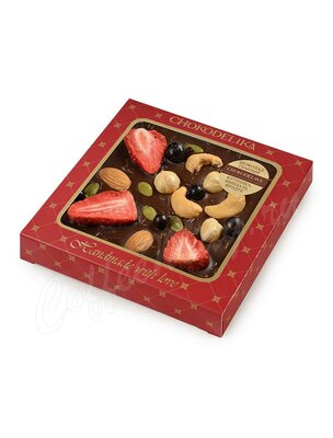 Chokodelika Шоколад темный с украшением Клубника, миндаль, фундук 75 г