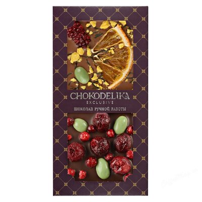 Chokodelika Шоколадный набор Ассорти из шоколада Апельсин и вишня 70 г