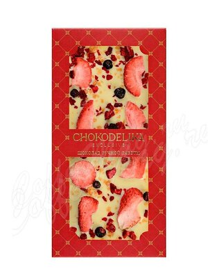 Chokodelika Шоколад белый с украшением Клубника, вишня, карамель 80 г