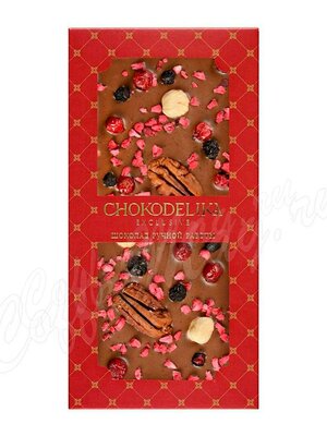 Chokodelika Шоколад молочный с украшением Sugar free Пекан, фундук, малина 80 г