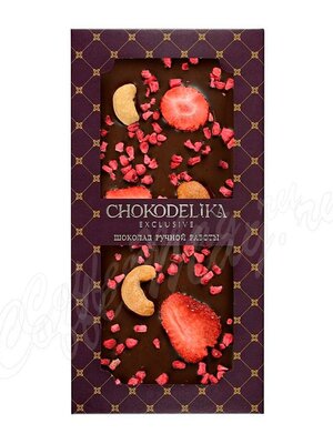 Chokodelika Шоколад горький Sugar free Кешью, малина, клубника 80г