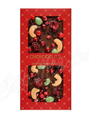 Chokodelika Шоколад темный с украшением Брусника, вишня, кешью 100 г