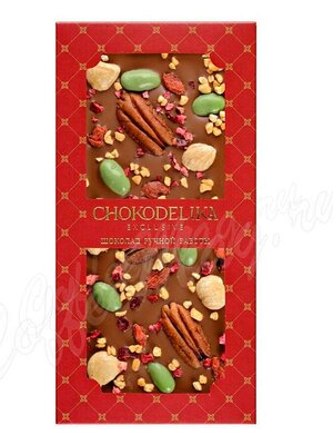 Chokodelika Шоколад молочный с украшением Пекан, вишня, фундук 100 г
