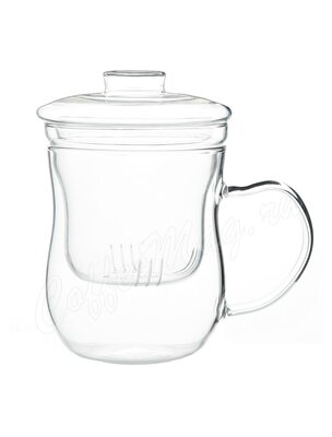 Кружка заварочная с крышкой и ситом стекло 400 мл