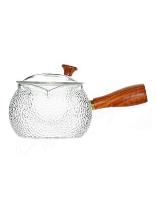 Чайник со стеклянной колбой-ситом и деревянной ручкой (стекло) 300 мл