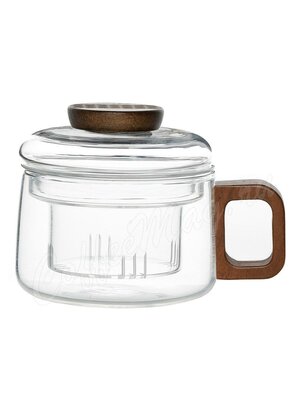 Чашка со стеклянной колбой-ситом и деревянной ручкой 200 мл