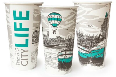 Стакан бумажный однослойный 500 мл Big City Life одноразовый