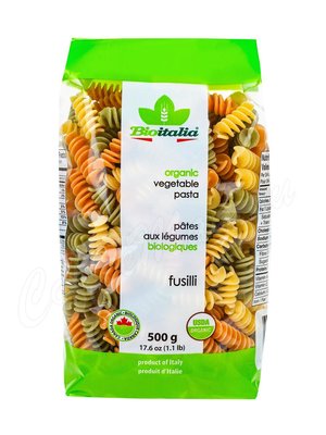 Макаронные изделия Bioitalia Organic Fusilli Tricolore Спирали с томатами и шпинатом 500 г