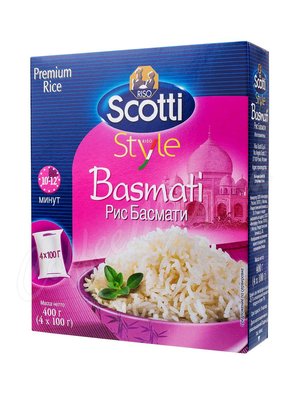 Рис Riso Scotti Basmati (Басмати) шлифованный длиннозерный 400 г (4 пак по 100 г)