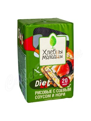 Хлебцы-Молодцы Diletto тонкие рисовые с соевым соусом и нори, 100 г